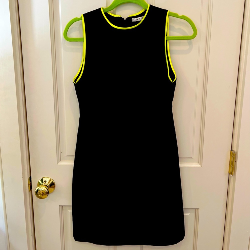 Alice & Olivia Black Sophisticated Dress with Neon Trim | Never Worn | Size 2